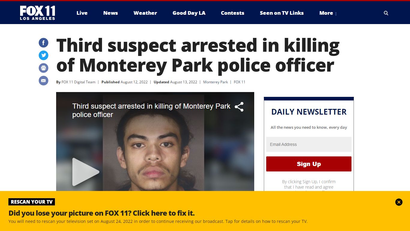 Third suspect arrested in killing of Monterey Park police officer